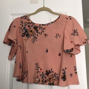 Pink, floral crop top